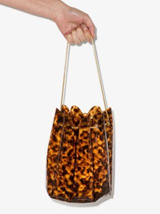 Vanina + Brown Naomi Tortoiseshell Bucket Bag