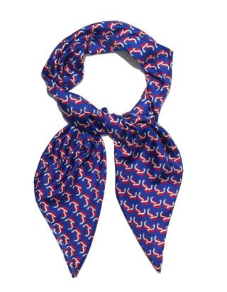 Lisou + Blue and Red Heart Large Silk Scarf