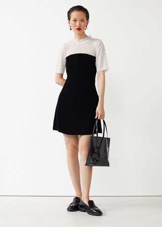 & Other Stories + Velvet and Pearl Embellished Mini Dress