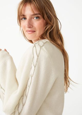 & Other Stories + Structured Shoulder Cable Knit Sweater