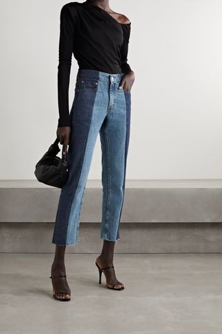 E.L.V. Denim + + Net Sustain the Twin Frayed Two-Tone High-Rise Straight-Leg Jeans