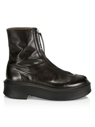 The Row + Zippered Platform Leather Combat Boots