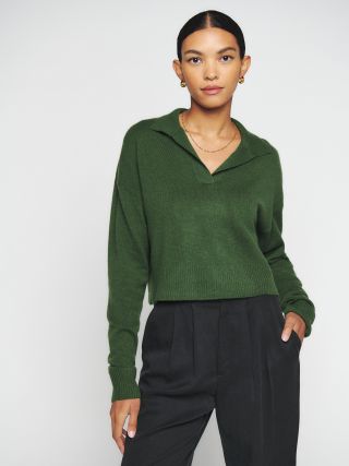 The Reformation + Cashmere Polo Sweater