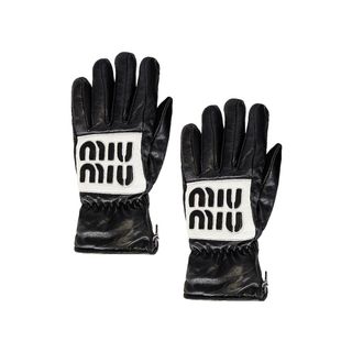 Miu Miu + Logo Zip Napa Leather Gloves