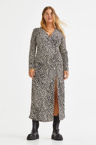 H&M + Puff-Sleeved Crêpe Dress