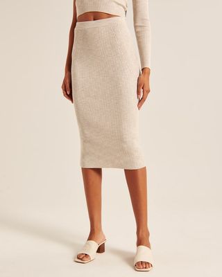 Abercrombie & Fitch + Elevated Ribbed Sweater Midi Skirt