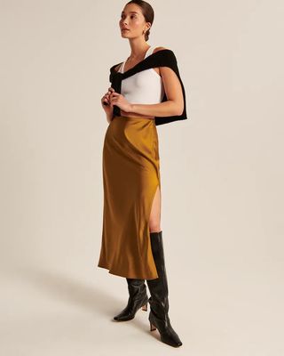 Abercrombie & Fitch + Elevated Satin Maxi Skirt