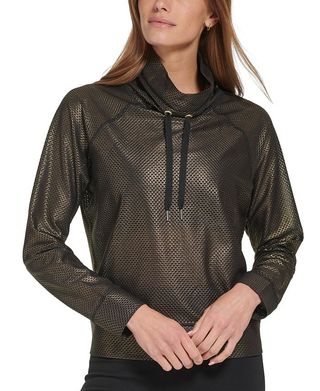 DKNY Sport + Honeycomb Mesh Funnel-Neck Sweatshirt