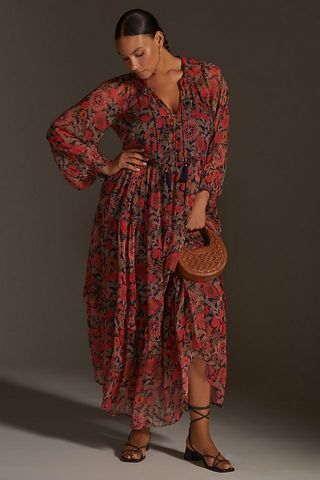 By Anthropologie + The Marais Printed Chiffon Maxi Dress