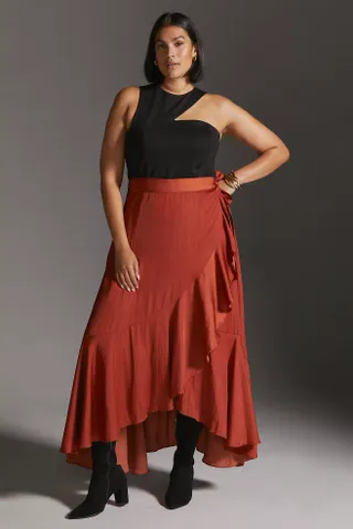 Maeve + Ruffled Wrap Maxi Skirt