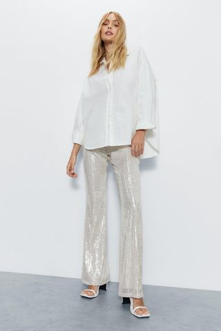 Warehouse + Sequin Flared Pants