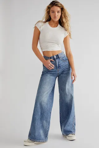 Free People + Crvy Gia Wide-Leg Jeans