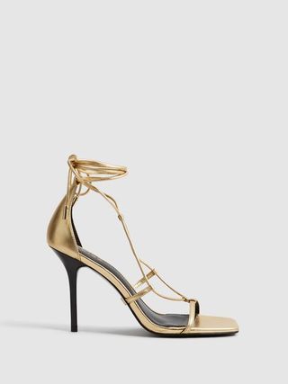 Reiss + Kali High Leather Strappy Wrap Sandals