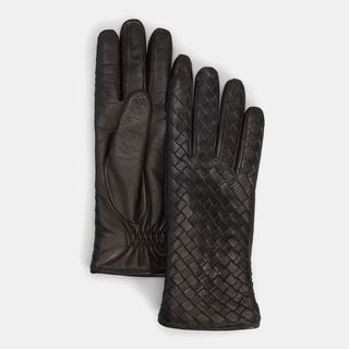 Bottega Veneta + Woven Leather & Cashmere Gloves