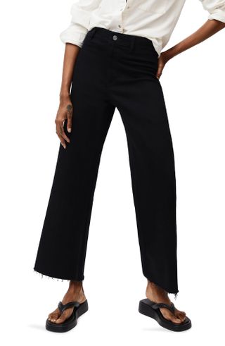 Mango + High Waist Raw Hem Culotte Jeans