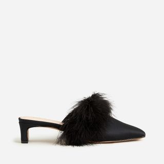 J.Crew + Layla Mule Heels With Faux Feathers