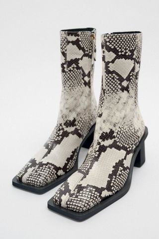 Zara + Animal Print Leather Boots