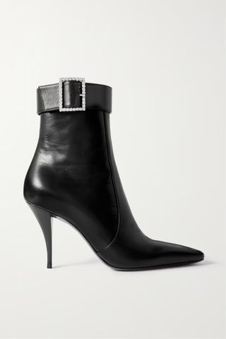 Saint Laurent + Claude Embellished Leather Ankle Boots