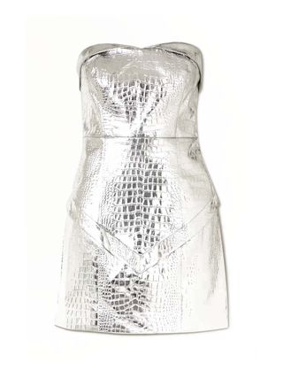 Rotate Birger Christensen + Hemly Strapless Croc-Effect Faux Leather Mini Dress