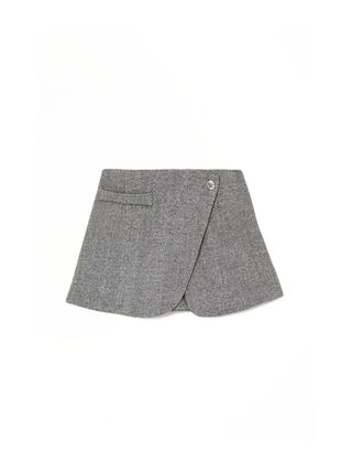 Coperni + Herringbone Wool-Blend Tweed Mini Wrap Skirt