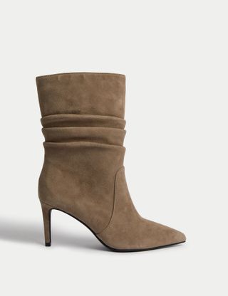 M&S Collection + Suede Stiletto Heel Pointed Ankle Boots