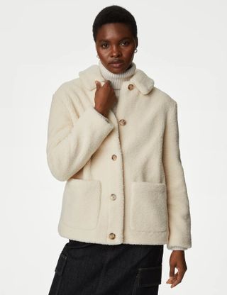 M&S Collection + Teddy Textured Collared Jacket