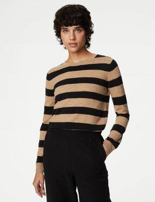 M&S Collection + Supersoft Striped Crew Neck Jumper