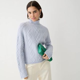 J.Crew + Cable-Knit Rollneck Sweater