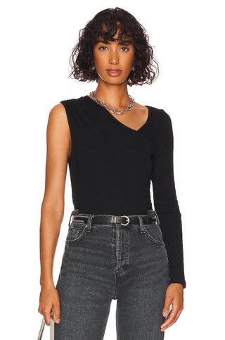LNA + Sia Ruched One Shoulder Top