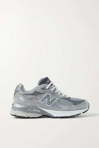 New Balance + M990GY3 Leather-Trimmed Suede and Mesh Sneakers