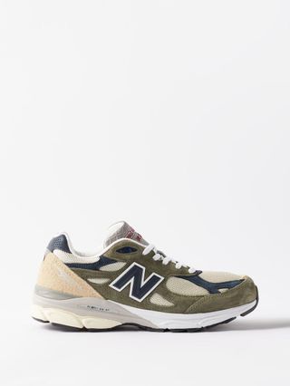 New Balance + Made in USA 990V3 Leather and Mesh Trainers