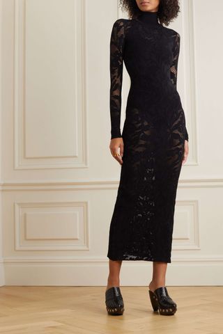 Alaïa + Lace Turtleneck Midi Dress