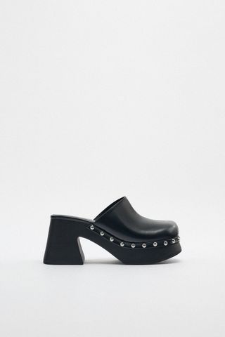 Zara + Studdded Leather Clogs
