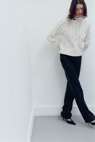 Zara + Sparkly Cable Knit Sweater