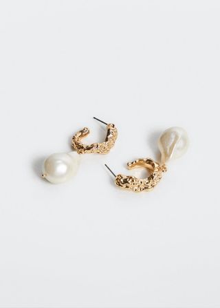 Mango + Pearl Pendant Earrings