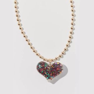 Urban Outfitters + Statement Glass Heart Pendant Chain Necklace