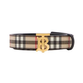 Burberry + Reversible Vintage Check and Leather TB Belt