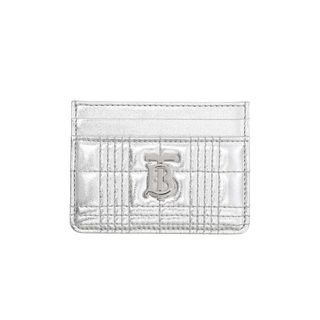 Burberry + Quilted Leather Lola Card Case in Silver