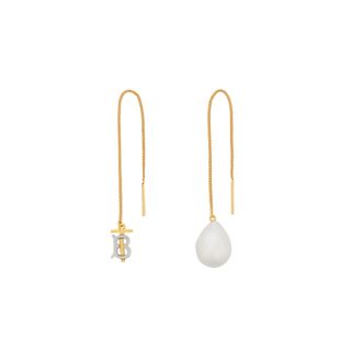 Burberry + Pearl Detail Gold and Palladium-Plated Earrings