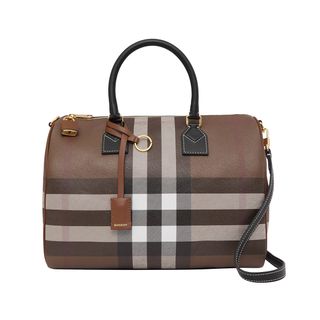 Burberry + Check and Leather Medium Bowling Bag