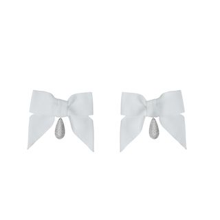 Burberry + Crystal Detail Palladium-Plated Oversized Bow Earrings