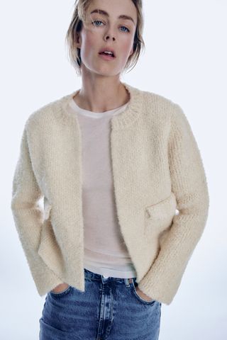 Zara + Bouclé Knit Cardigan
