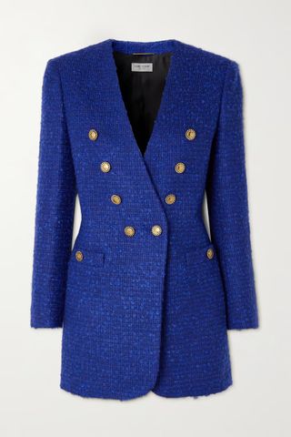 Saint Laurent + Double-Breasted Wool-Blend Tweed Blazer
