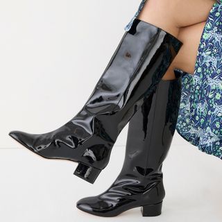 J.Crew + Knee-high Boots in Italian Patent Leather