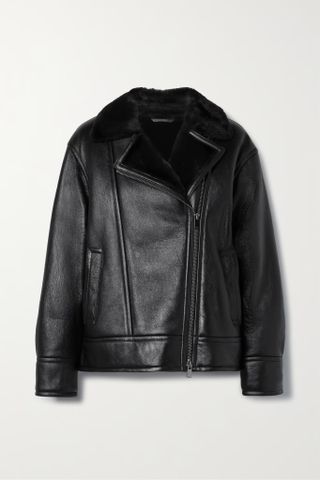 Theory + Shearling-Lined Leather Jacket