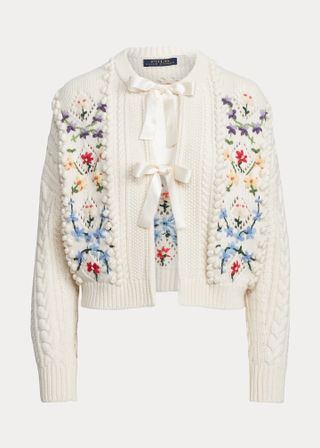 Polo Ralph Lauren + Embroidered Cable Wool-Blend Cardigan
