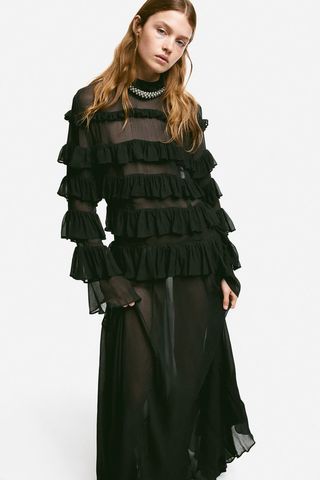 H&M + Ruffle-Trimmed Maxi Dress