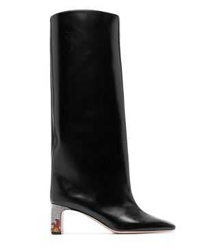 Iindaco + Febo 60mm Crystal-Embellished Leather Boots
