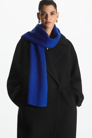 Cos + Cashmere Ribbed Knit Scarf
