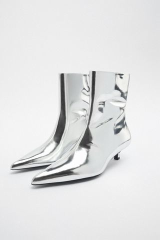 Zara + Metallic Leather Boots